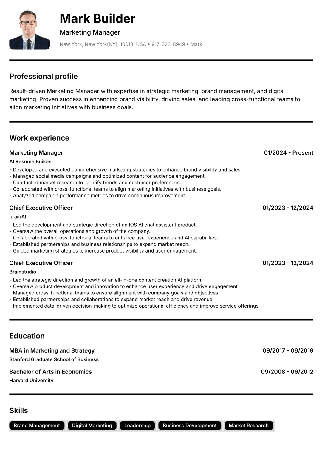 Resume preview