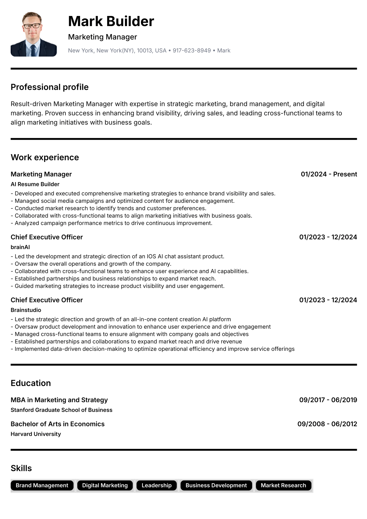 Resume preview